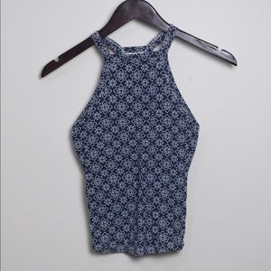 LA Hearts - Blue & White Detailed High Neck Crop